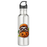 Funny Sloth eating Pizza, Kawaii Animal Lover Clas Stainless Steel Water Bottle