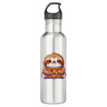 Funny Sloth eating Pizza, Kawaii Animal Lover Clas Stainless Steel Water Bottle
