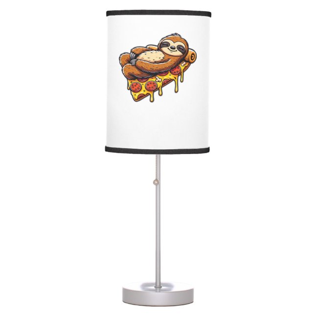 Funny Sloth eating Pizza, Kawaii Animal Lover Clas Table Lamp (Front)