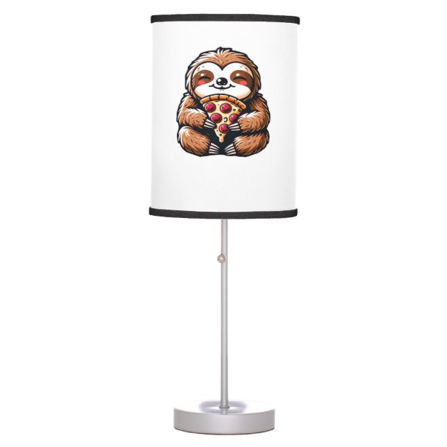 Funny Sloth eating Pizza, Kawaii Animal Lover Clas Table Lamp (Front)