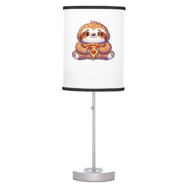 Funny Sloth eating Pizza, Kawaii Animal Lover Clas Table Lamp (Front)