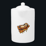 Funny Sloth eating Pizza, Kawaii Animal Lover Clas Teapot<br><div class="desc">Funny Sloth eating Pizza,  Kawaii Animal Lover Classic T-Shirt_2</div>