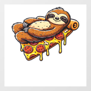 Funny Sloth eating Pizza, Kawaii Animal Lover Clas Wall Decal