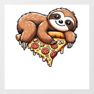 Funny Sloth eating Pizza, Kawaii Animal Lover Clas Wall Decal