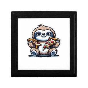 Funny Sloth eating Pizza, Kawaii Animal Lover Over Gift Box
