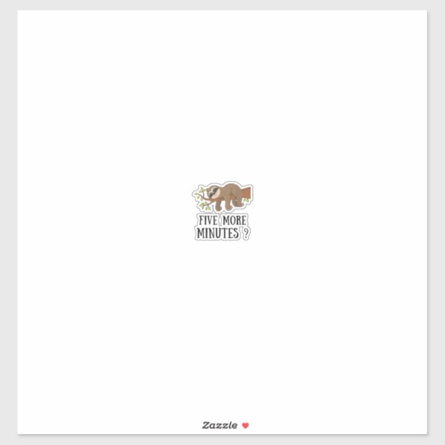 Funny Sloth Five More Minutes Sleep Bed Pajama Nig Sticker (Sheet)