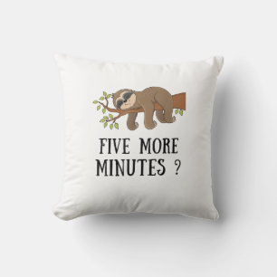 Funny Sloth Five More Minutes Sleep Bed Pajama Nig Throw Pillow