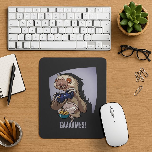 Funny Sloth Gaaaames! Computer Gamer Video Games Mouse Pad (Creator Uploaded)