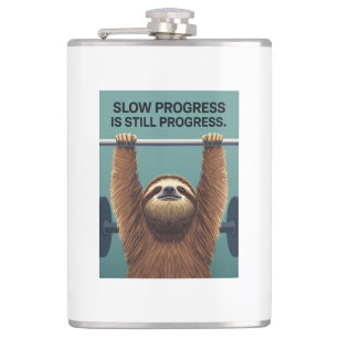 Funny Sloth Gym Motivation Poster - Slow Progress Flask