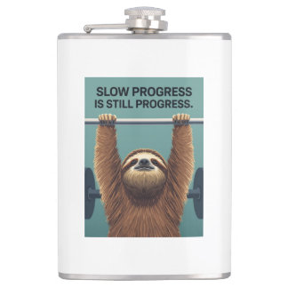 Funny Sloth Gym Motivation Poster - Slow Progress  Flask