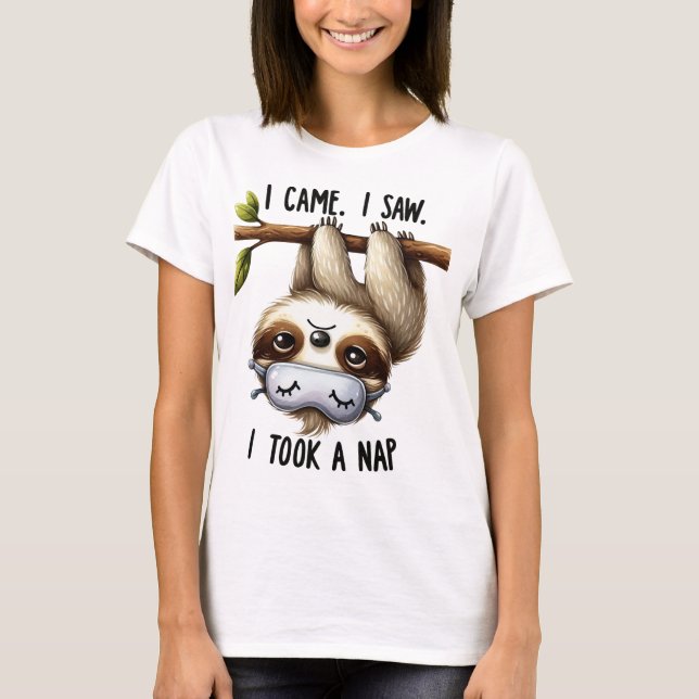 FUNNY SLOTH HANGING FROM A TREE T-Shirt (Front)
