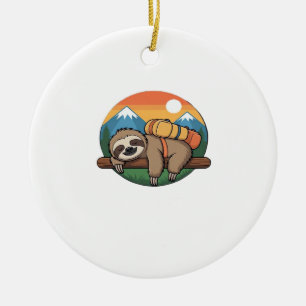Funny Sloth Hiking Classic T-Shirt_1 Ceramic Ornament