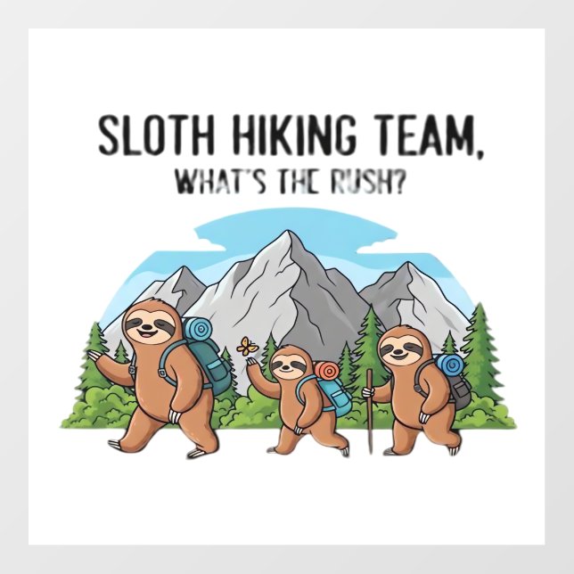 Funny Sloth Hiking Classic T-Shirt_6 Wall Decal (Front)