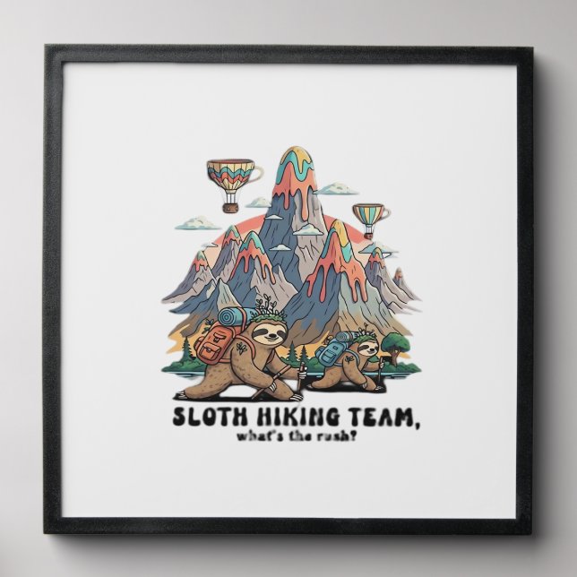 Funny Sloth Hiking Classic T-Shirt_7 Peel And Stick Photo Tile (Front Set)