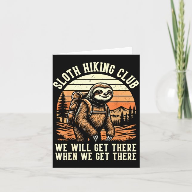 Funny Sloth Hiking Club Outdoor Hiker Men Women Vi Card (Front)