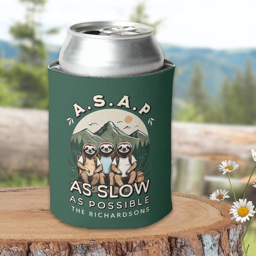 Funny Sloth Hiking Family Reunion Camping Trip Can Cooler