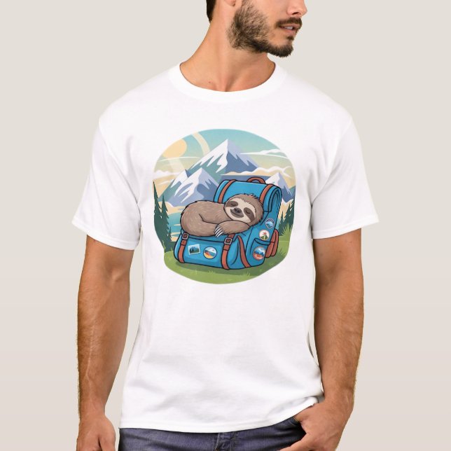 Funny Sloth Hiking Oversized T-Shirt (Front)
