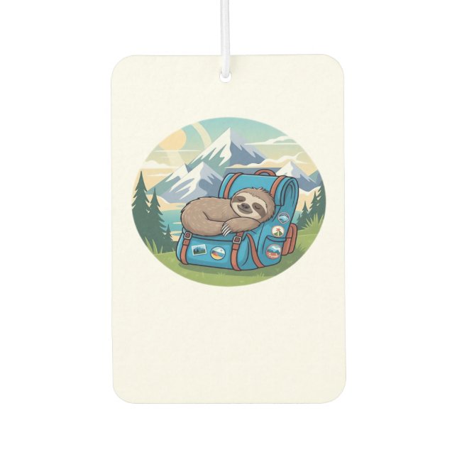 Funny Sloth Hiking Oversized T-Shirt Air Freshener (Front)