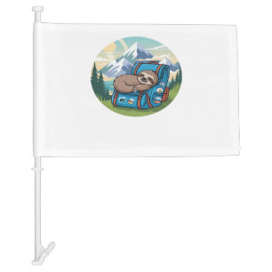 Funny Sloth Hiking Oversized T-Shirt Car Flag