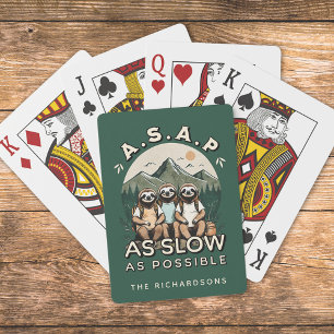 Funny Sloth Hiking Quote Family Camping Trip Poker Cards