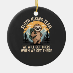 Funny Sloth Hiking T-Shirt_2 Ceramic Ornament