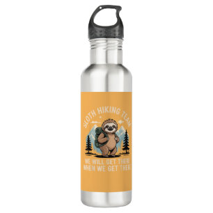Funny Sloth Hiking T-Shirt_2 Stainless Steel Water Bottle