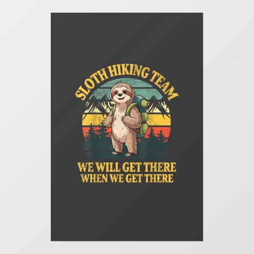 Funny Sloth Hiking T-Shirt Window Cling
