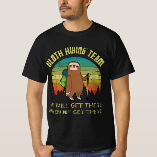 Funny Sloth Hiking Team Retro Vintage Sloth 80s T_Shirt