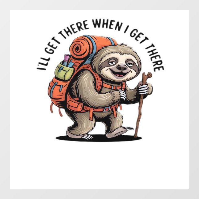 Funny Sloth Hiking Team - Slow and Steady Classic  Wall Decal (Front)
