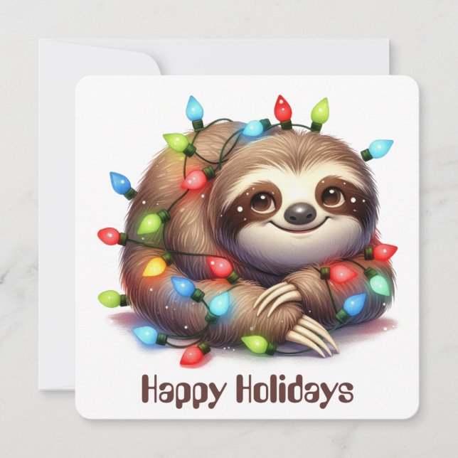 Funny Sloth Holiday Greeting Card (Front)
