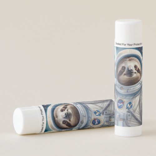 Funny Sloth in Astronaut Suit in Outer Space Lip Balm