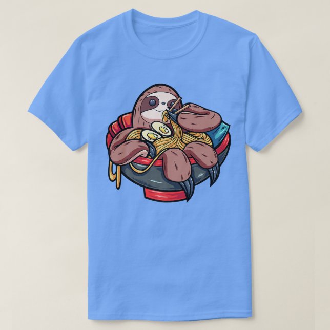 Funny Sloth In Ramen Soup Bowl Ramen Noodles Premi T-Shirt (Design Front)