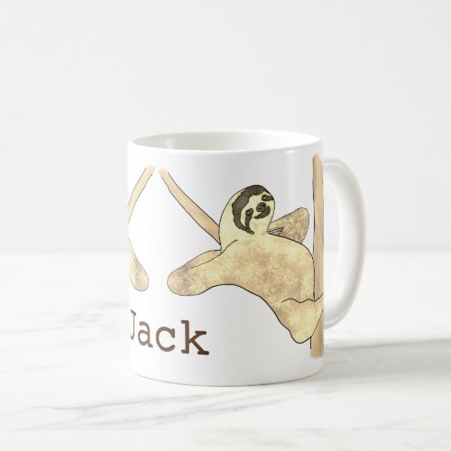 Funny Sloth in Tree Chill Animal Humour Name Jack Coffee Mug