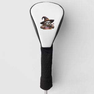 Funny Sloth in Witch Hat Enjoying Donuts - Cute Ha Golf Head Cover