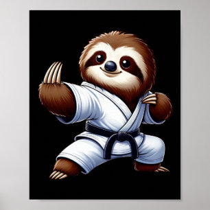 Funny Sloth Karate Martial Arts Japanese Martial A Poster