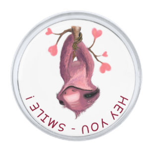 Funny Sloth Lapel Pin - Custom Text