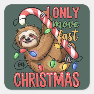 Funny Sloth Lover Christmas Cute Animal Xmas Square Sticker
