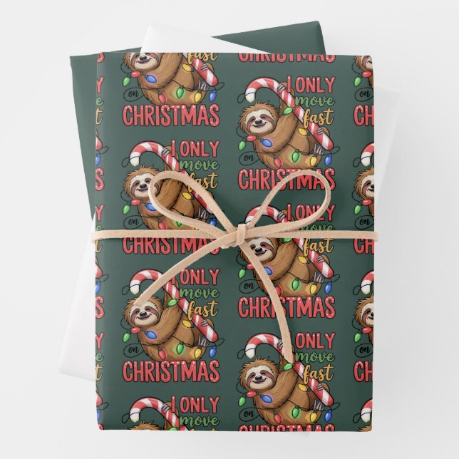 Funny Sloth Lover Christmas Cute Animal Xmas  Wrapping Paper Sheets (In situ)