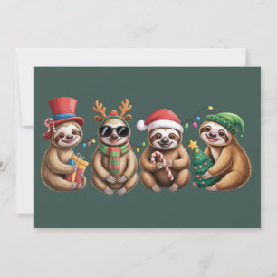 Funny Sloth Lover Christmas Lights Merry Slothmas Holiday Card