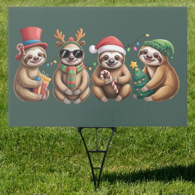 Funny Sloth Lover Christmas Lights Merry Slothmas  Sign (Insitu)
