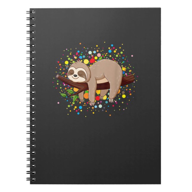 Funny Sloth Lovers Polka Dots Happy Dot Day Girls  Notebook (Front)