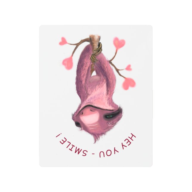 Funny Sloth Metal Print - Custom Text (Front)