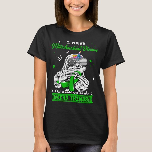 Funny Sloth Mitochondrial Disease Warrior T-Shirt (Front)