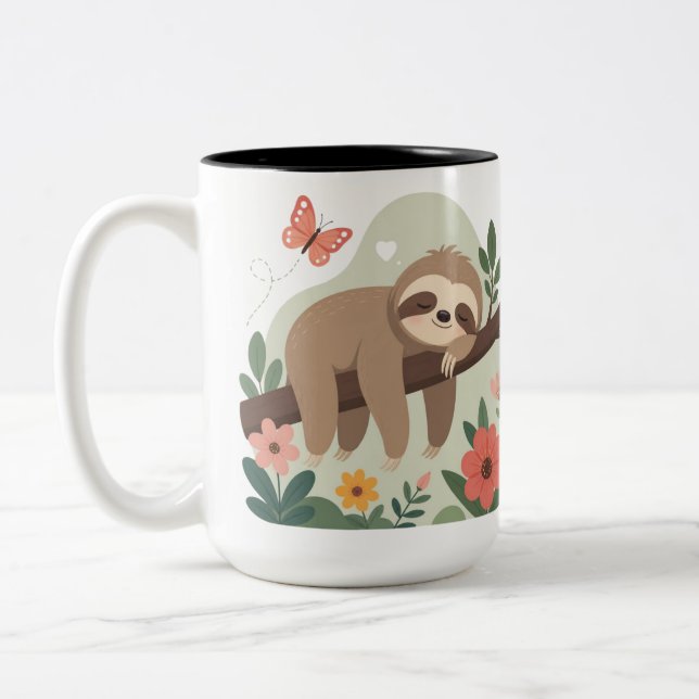 Funny Sloth Mug with Color Inside (Left)