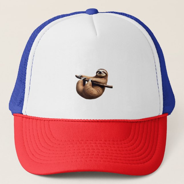 Funny Sloth on a Tree � Just Make It to Friday Cla Trucker Hat (Front)