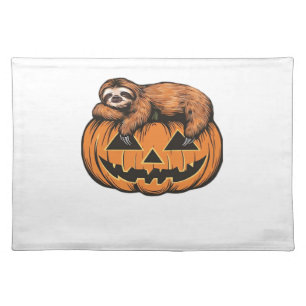Funny Sloth on Halloween Pumpkin Essential T-Shirt Cloth Placemat
