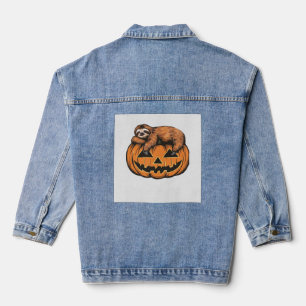 Funny Sloth on Halloween Pumpkin Essential T-Shirt Denim Jacket