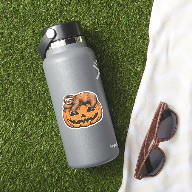 Funny Sloth on Halloween Pumpkin Essential T-Shirt Sticker (HydroFlask Insitu)