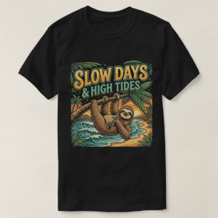 Funny Sloth Palm Beach Slow Days Tee Graphic 
