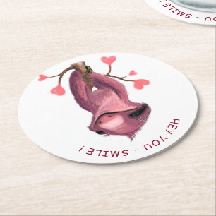 Funny Sloth Paper Coaster Smile - Custom Text